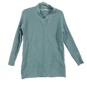 SOFT SURROUNDINGS Teal Bohème Pullover Sweater V-Neck Long Sleeve Size XS